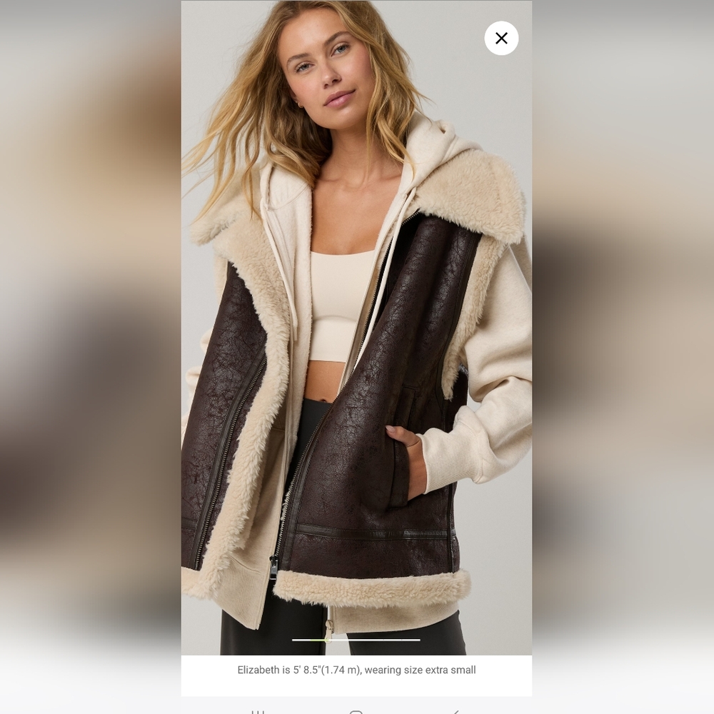 AERIE Faux Leather Sherpa Vest